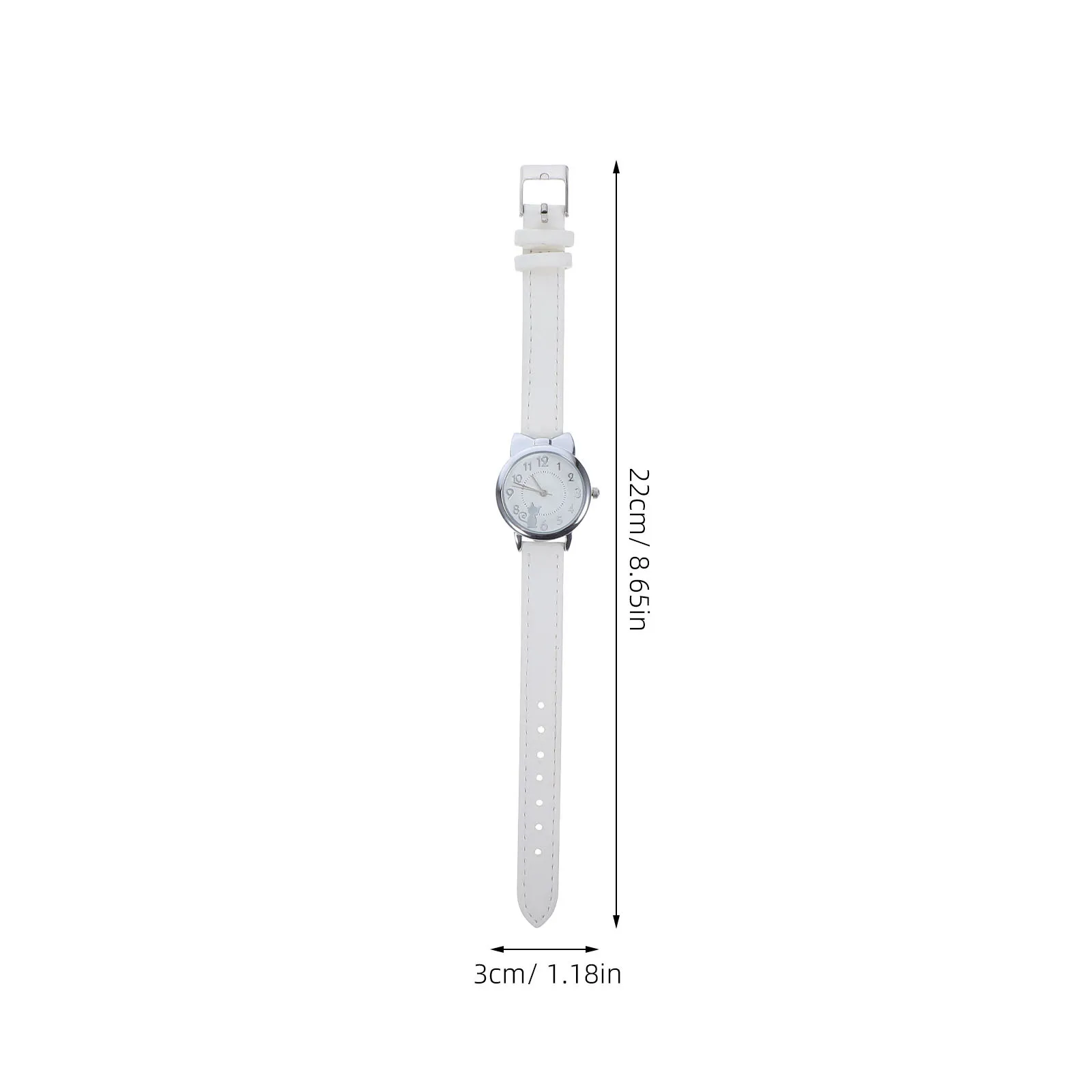 Analog Quartz Watch Cute Cat Pattern Lightweight PU Strap Metal Face School Daily Casual Watch