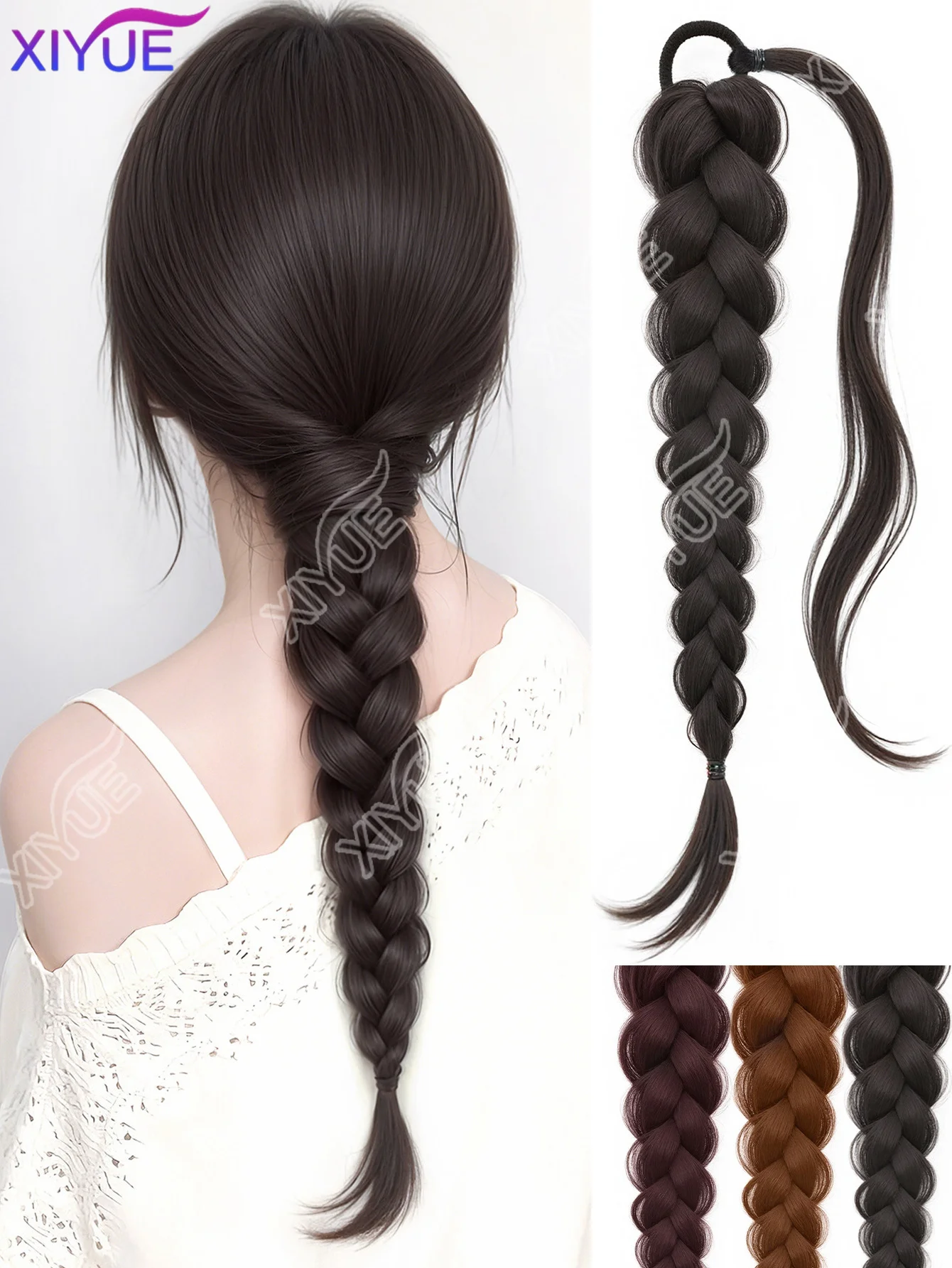 

Синтетическая коса-шиньон XIYUE для женщин, на резинке, в стиле «ленивый шиньон», длинная, низкая коса, накладной хвост
