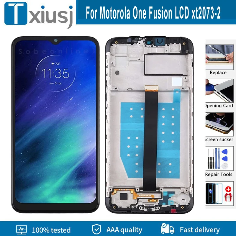 

AAA 6.5"For Motorola One Fusion LCD xt2073-2 Display Touch Screen Digitizer Assembly With Frame For MOTO One Fusion Display LCD