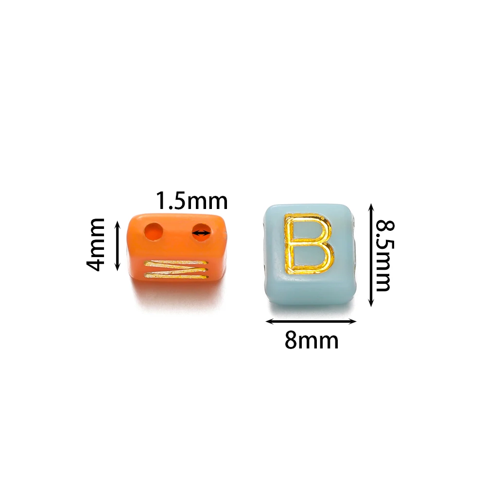 50pcs Double Hole Acrylic Random Letter Beads Square Loose Spacer Beads for DIY Necklaces Bracelets Jewelry Making Accessories