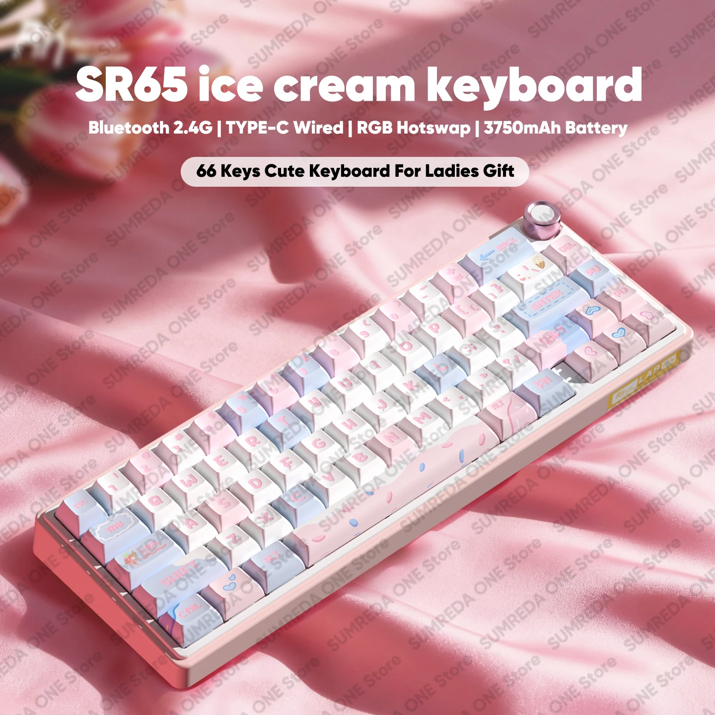 SUMREDA F68 F65 Draadloos gaming mechanisch toetsenbord 60% Bluetooth 2.4G Bedraad RGB-achtergrondverlichting Hotswap Gamer Contactloos toetsenbord