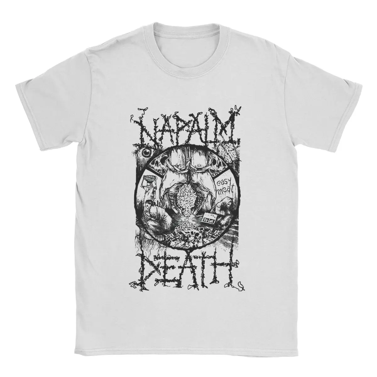 Funny Napalm Death T-Shirt Men Round Neck Pure Cotton T Shirt Band Short Sleeve Tees Original Tops