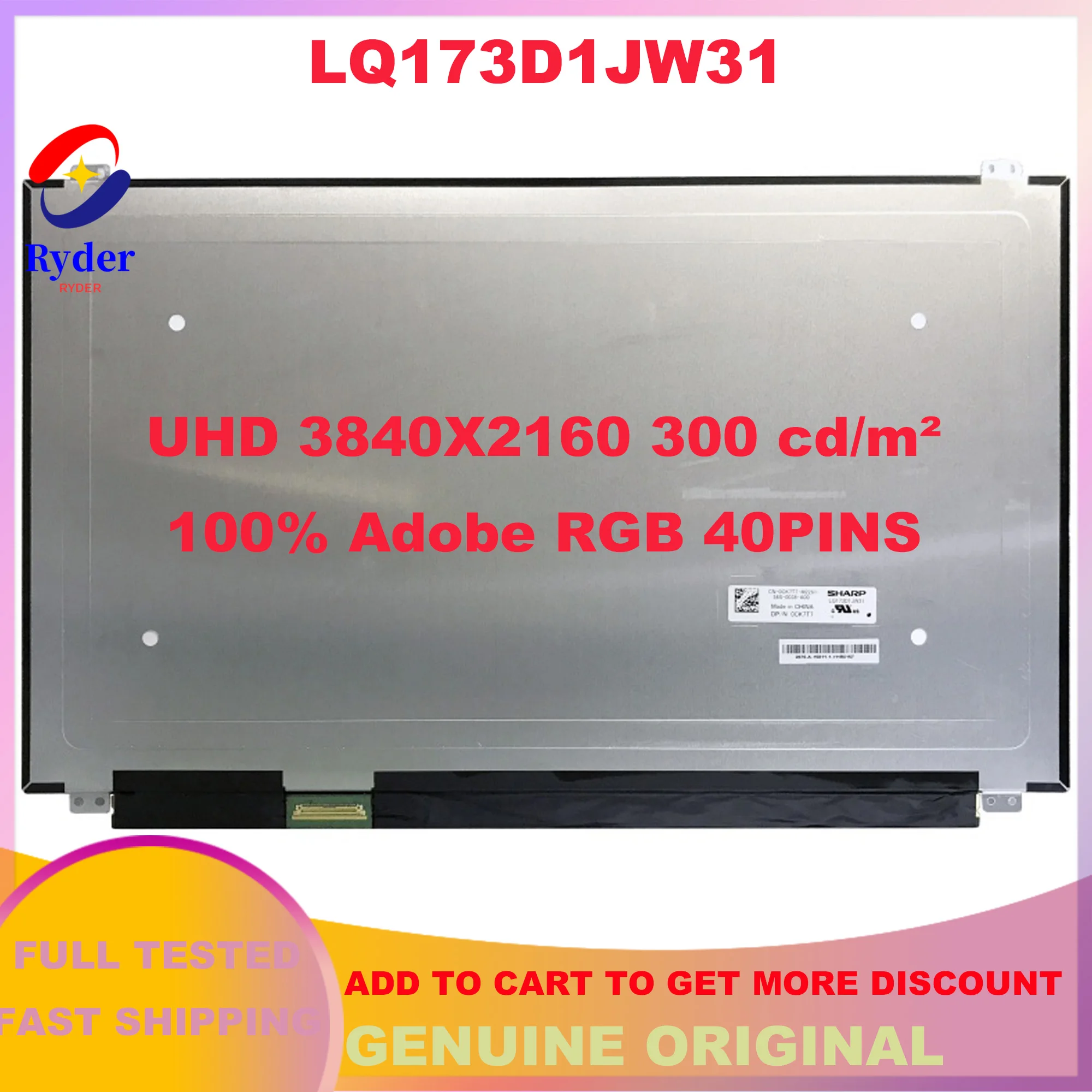 

Панель ЖК-экрана для ноутбука 17,3 дюйма UHD для Dell Precsion 17 7710 Alienware R3 0CK7T7 LQ173D1JW31B LQ173D1JW32 LQ173D1JW33 LQ173D1JW31