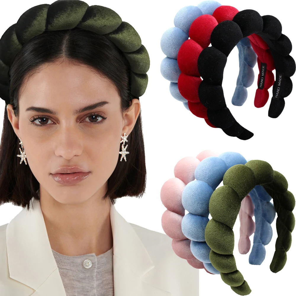 Fashion Padded Headbands for Women Wide Bezel Hairbands Thick Velvet Hair Hoop Girls Sponge Non-slip Hairband Hair Accessories