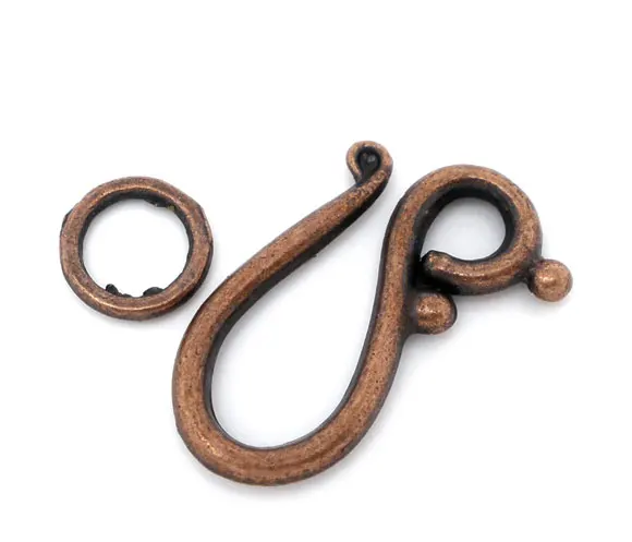 DoreenBeads Handmade Metal przetyczka klamry nieregularne antyczna miedź kolorowe zawieszki DIY dokonywanie bransoletki ocena biżuteria, 20 zestawów