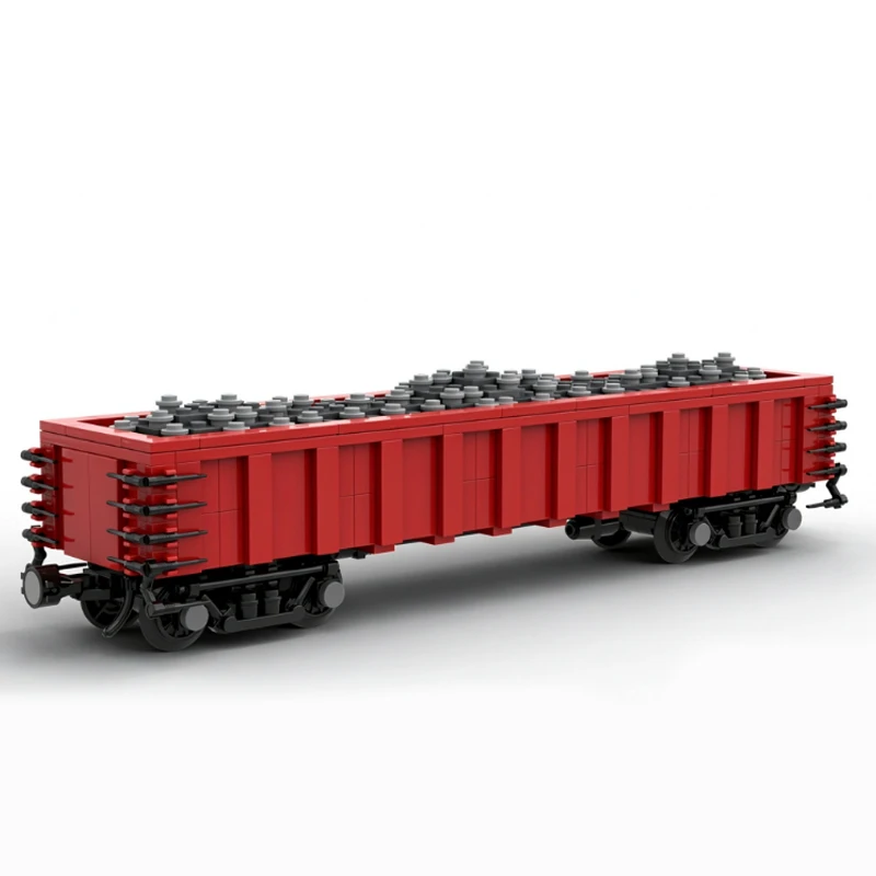 City Car Model MOC Building Bricks Railway Gondola Car W Gravel Load Modular Technology Gifts Holiday Assemble Toy Suit Display