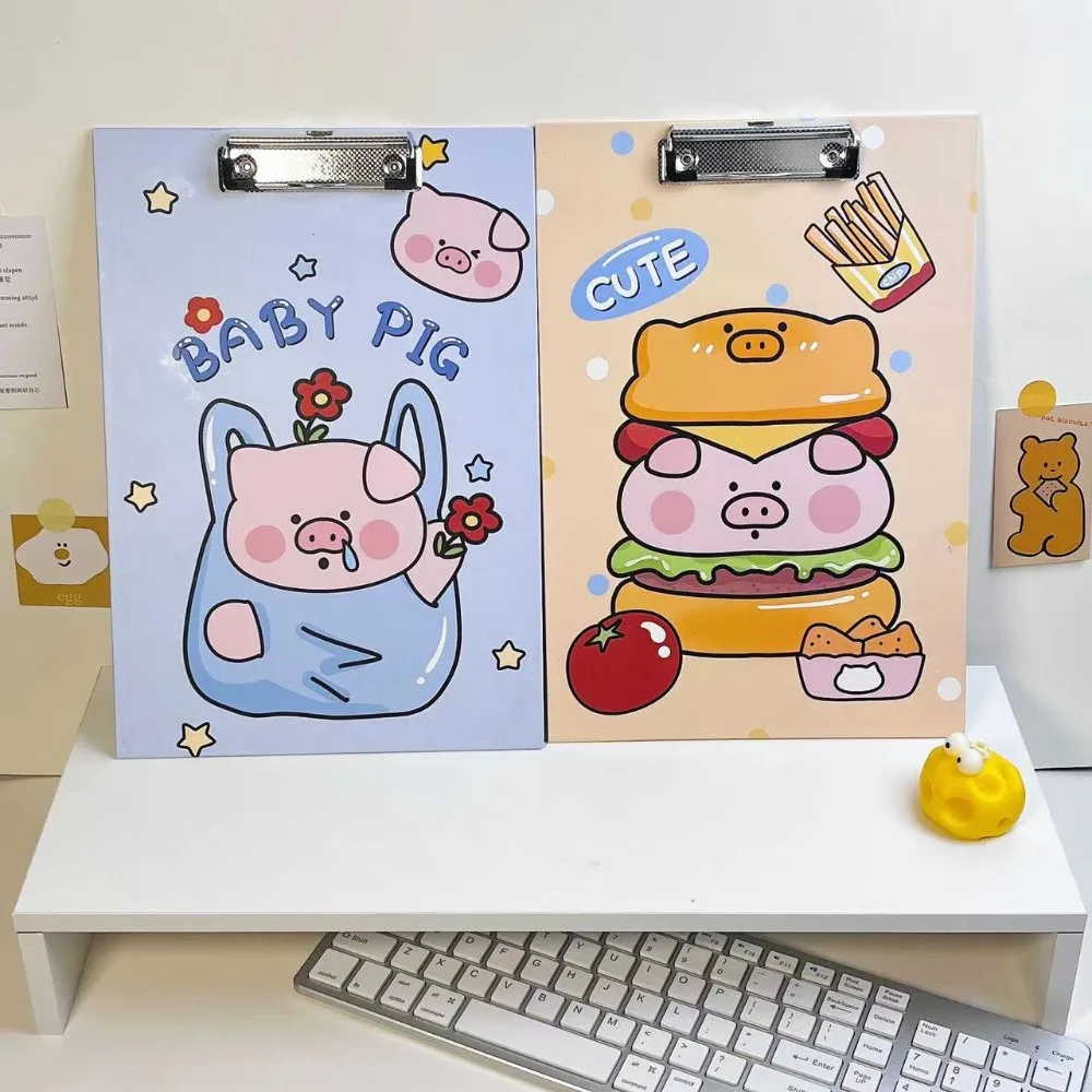 Cute Cartoon File Folder with Clip Writing Sheet Pad Memo Clip Board Pink File Storage Document Holder School