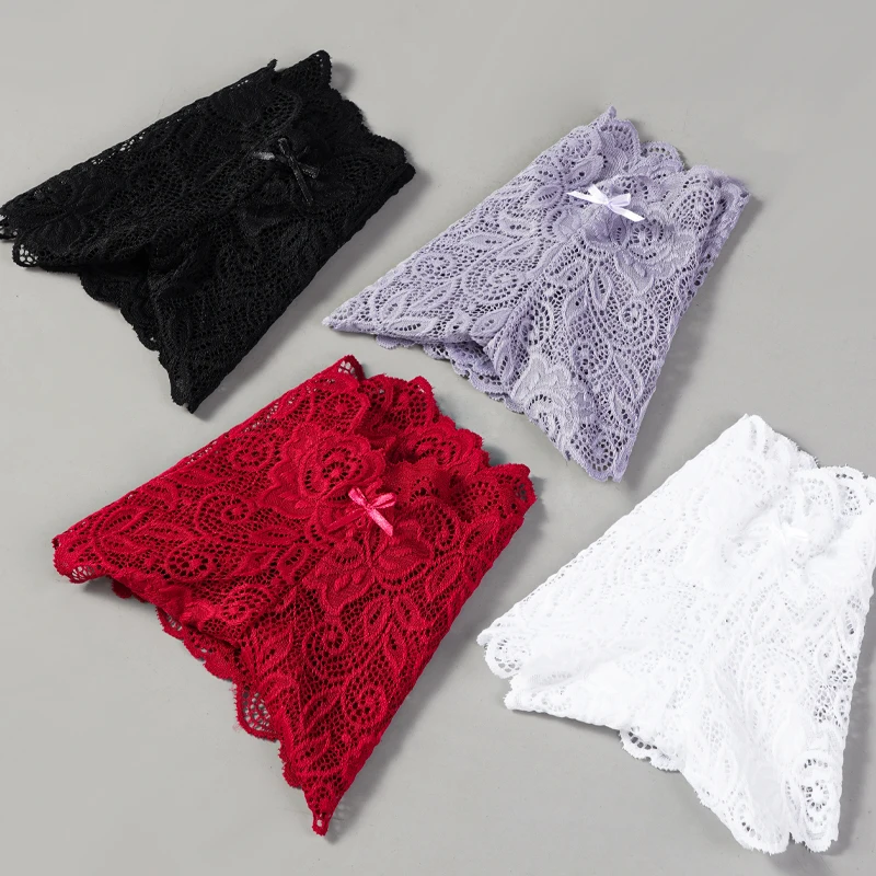 6-teiliges Damen Sexy Spitzenunterwäsche-Set, Durchsichtige Verführerische T-Höschen mit Aussparungen, Bequeme Niedriggeschnittene Slips mit Schleife, Dessous – Detail 3