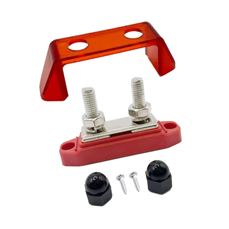 Marine Battery Wiring Junction Post 200A Terminal Block with Protective Cover for Truck Solar and Vehicle Power Use