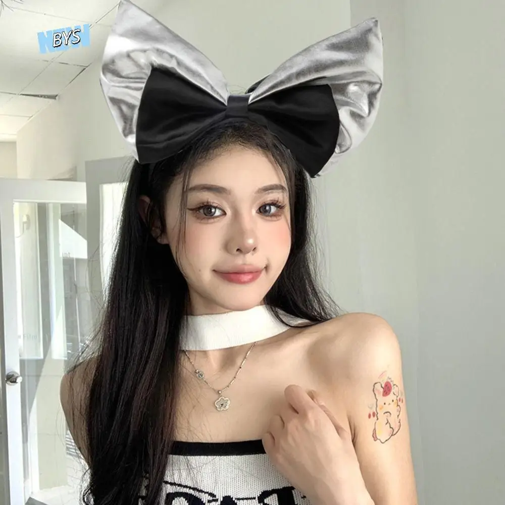 

Элегантная милая повязка на голову с бантом, атласная милая повязка для волос в стиле Лолиты, аксессуары для волос, темперамент, обруч для волос для косплея, фотография