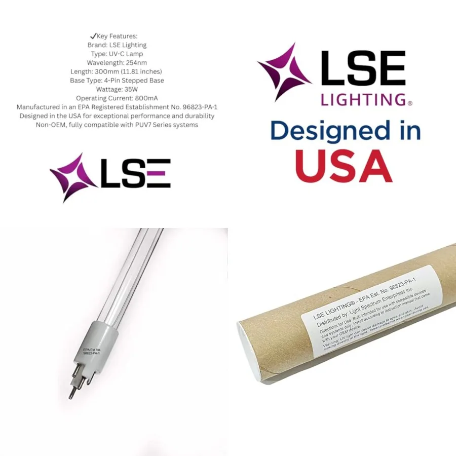 Replacement UV Bulb PUV-7-Lamp Compatible with PUV7 Series Systems High-Performance Design Designed in USA