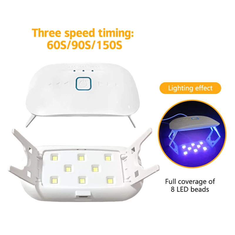 Mini UV LED Nail Lamp para Manicure, 8W, secador de unhas, Sun Light Beads, secagem rápida, cura Gel polonês, verniz Builder, Ferramentas de salão, pequeno