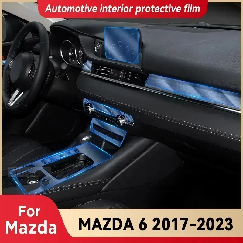 For MAZDA 6 2017-2023 Car Interior Center Console GearBox Panel Navigation Transparent TPU Protective Film Anti-scratc