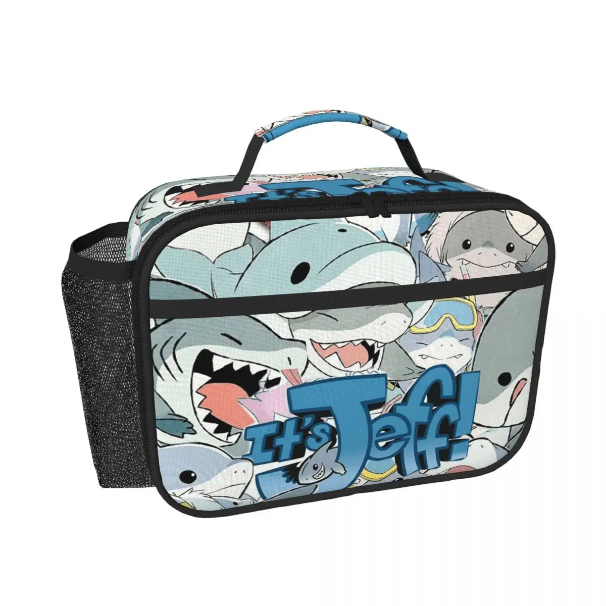 Cute Jeff The Land Shark Cartoon Insulated Lunch Bag for Women Children Portable Food Boxes Thermal Lunch Box Tote