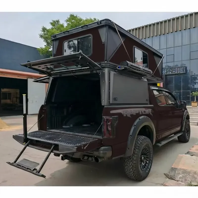 New Arrival Lightweight Aluminum Frame Hard Shell With Lockable Side Windows and Roof Rack for Pickup Truck Topper
