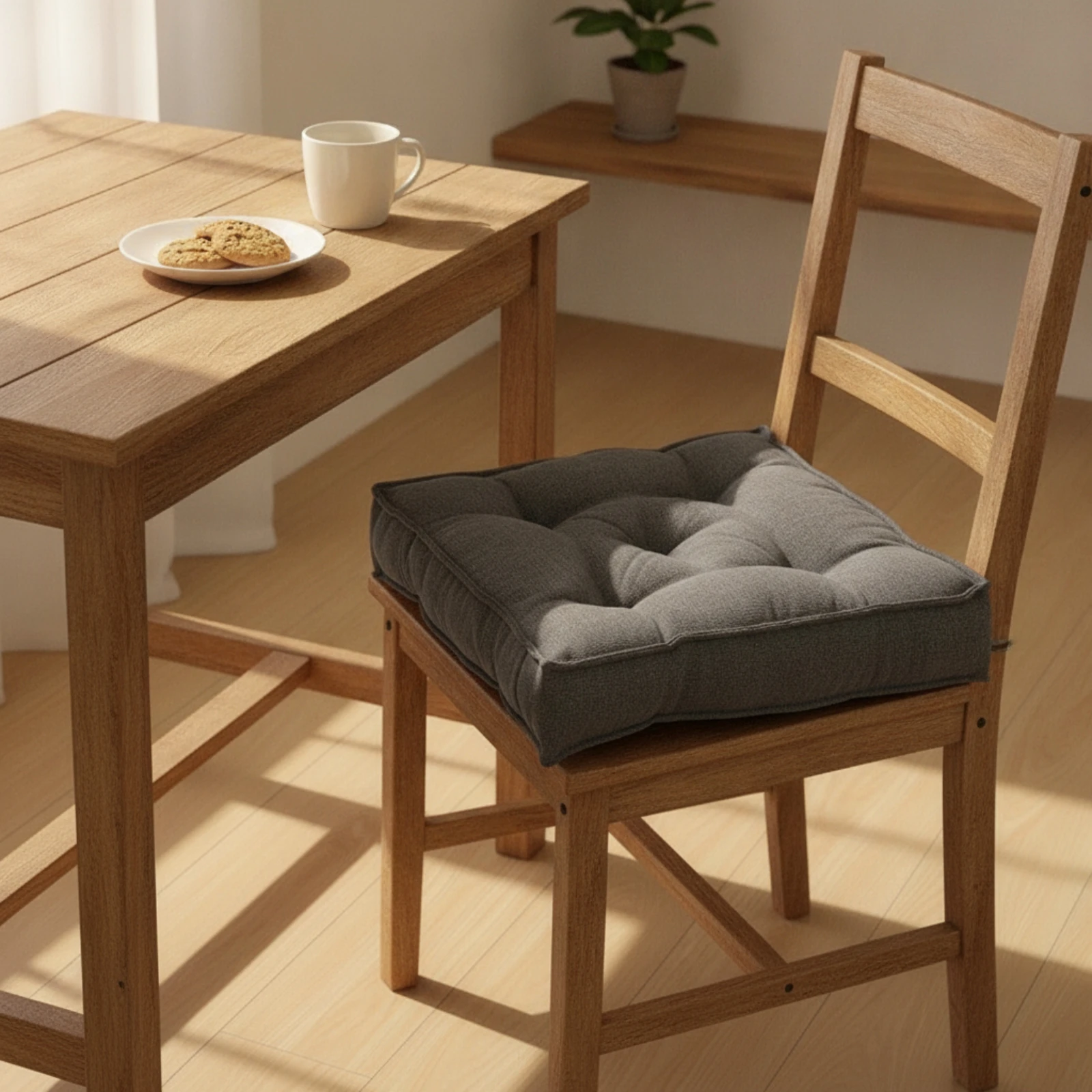 Tufted Seat Cushion Thick Square Floor Pillow Chair Pad Textured for Students, Tatami Room