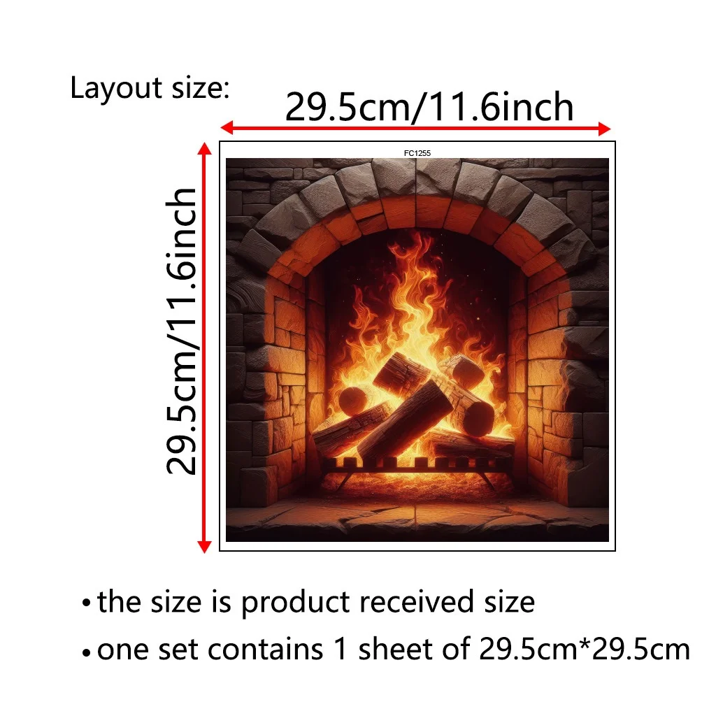 Burning Firewoods Wall Sticker Pvc Blazing Fire Flaming Woods Warm Fireplace Photography Background Winter Christmas Party Decor