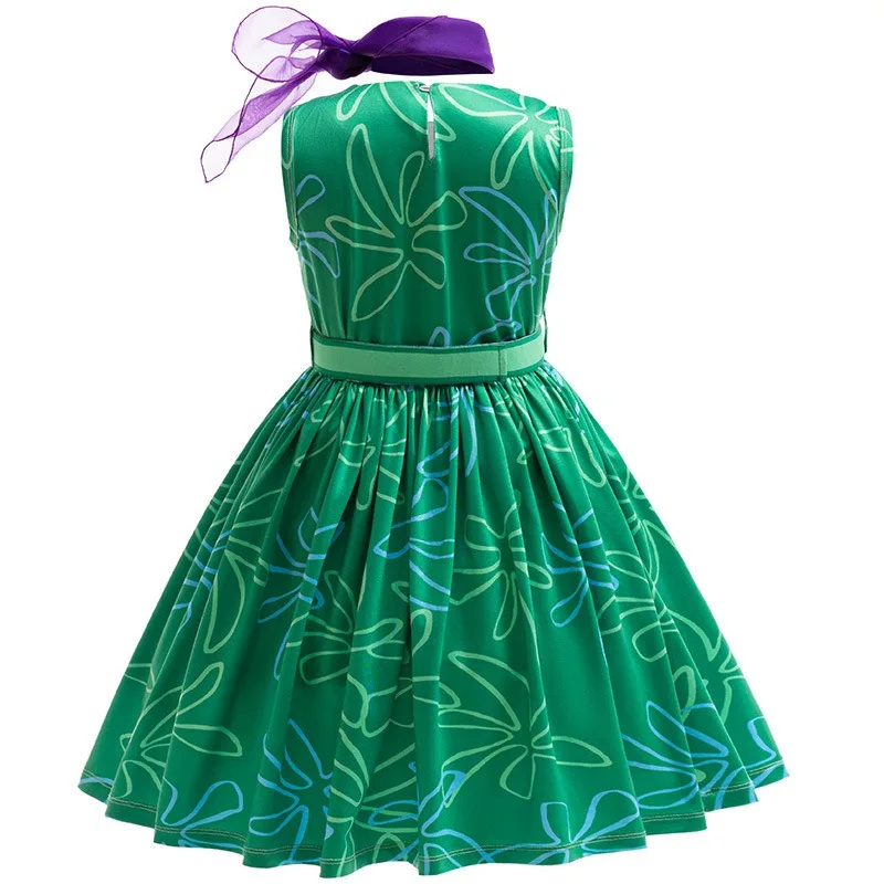 Movie Inside Out Disgust Envy Cosplay Costume Inside Out Joy Inspired Dress Wig Kids Halloween Christmas Party Cosplay Costume