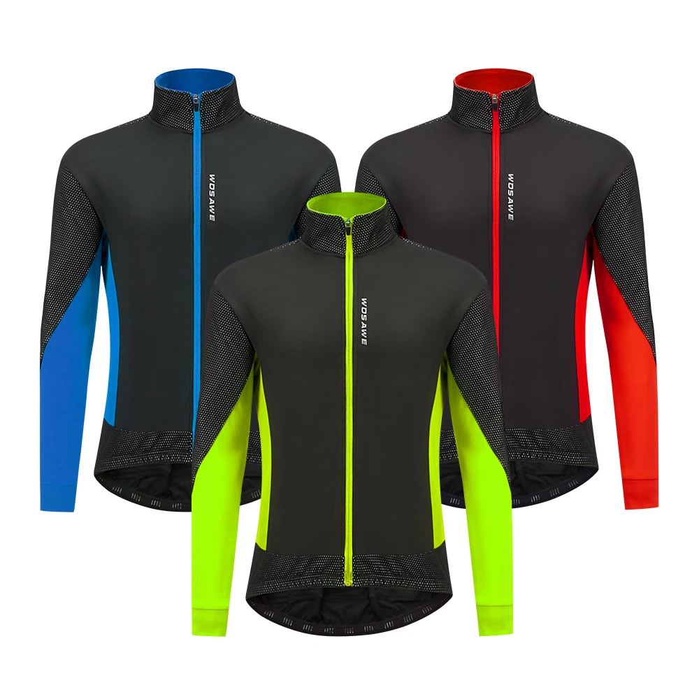 

WOSAWE Men's Cycling Jacket Winter Thermal Fleece MTB Road Bike Windproof Waterproof Windbreaker Bicycle Clothing Sports Jacket