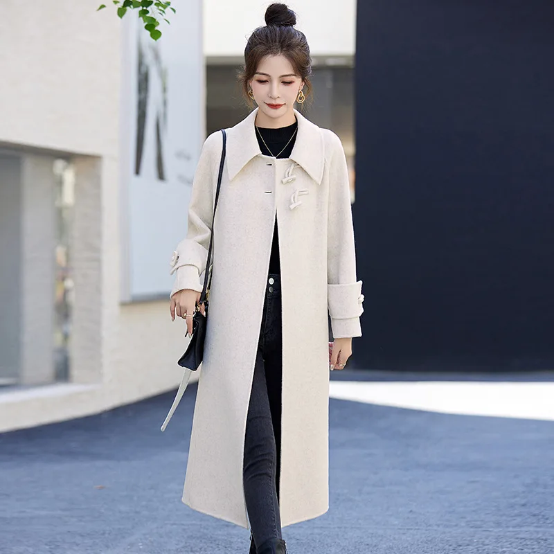 Double-sided cashmere coat women's 2023 new autumn and winter thin temperament fashionable small woolen red wedding coat