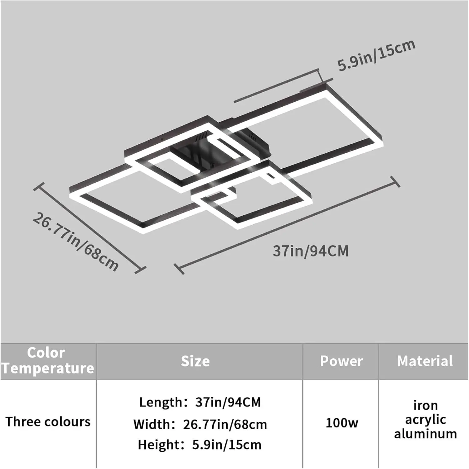 Jaycomey moderne dimmbare Decken leuchte, LED Unterputz Decken leuchte, 2 2 Quadrate Acryl Decken leuchte zum Wohnen