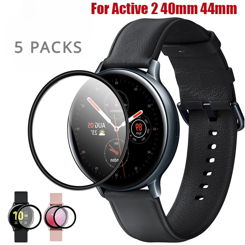 Lot de 5 films protecteurs d'écran incurvés pour Samsung Galaxy Watch Active 2, protection complète en hydrogel souple/3D