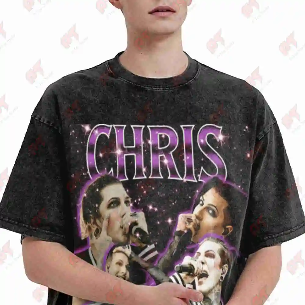 Chris Motionless Vintage Retro 90s Bootleg Vintage Washed Tee Pure Cotton T-Shirt