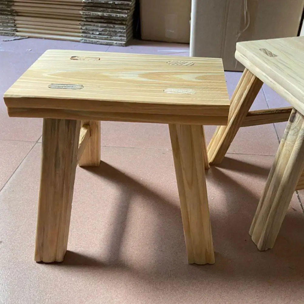 

Stepping Stool Wood Short Stool for Excellent Craftsmanship Comfortable Design Fits Modern Classic Room Decor