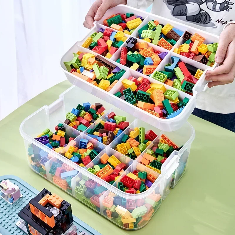 Scatola portaoggetti regolabile per organizer Lego Scatole portaoggetti per blocchi di costruzione per bambini Griglia Contenitore compatibile Lego