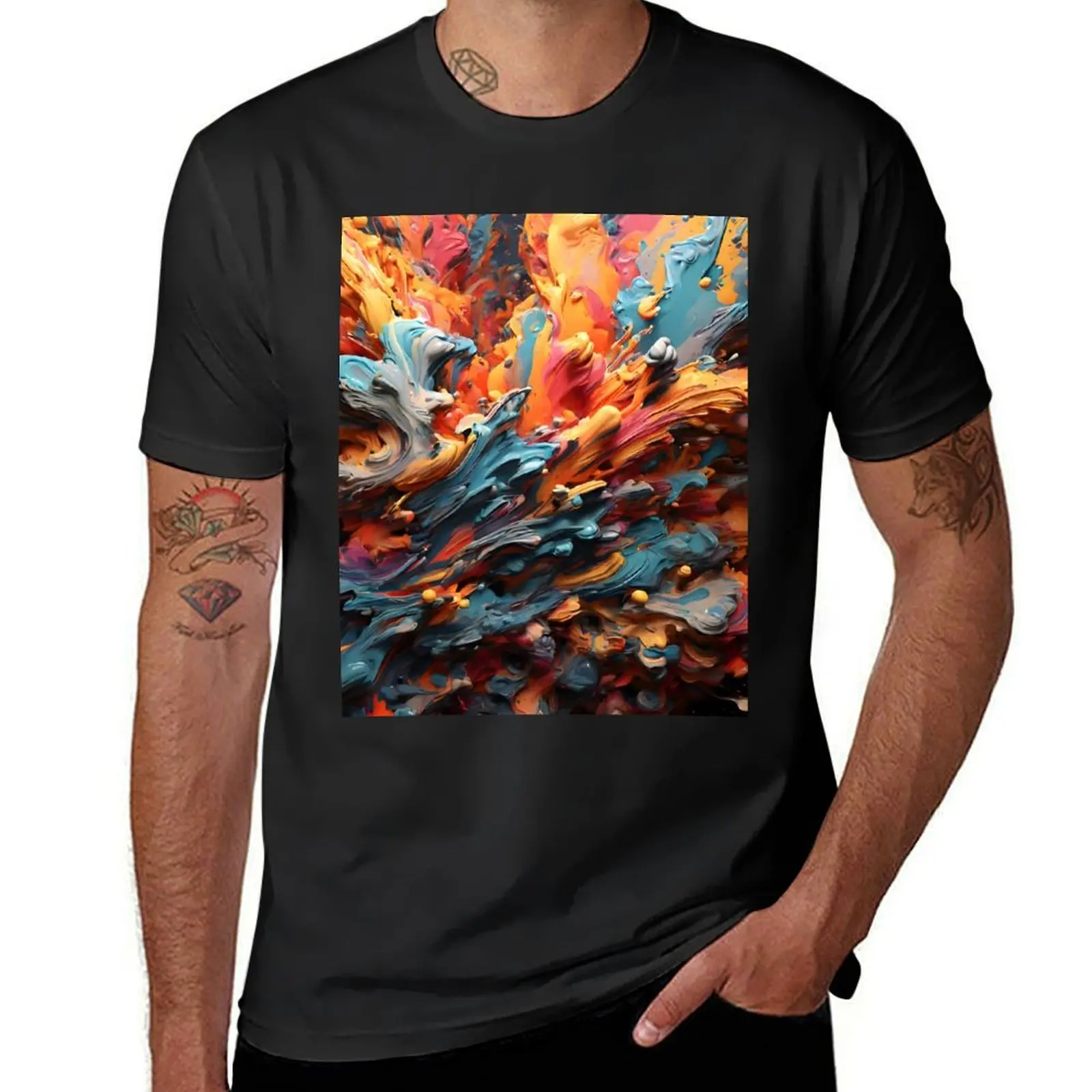 Explosive Splatter Abstract Art Shirt T-Shirt plus size tops customs plain cute tops oversized t shirt men