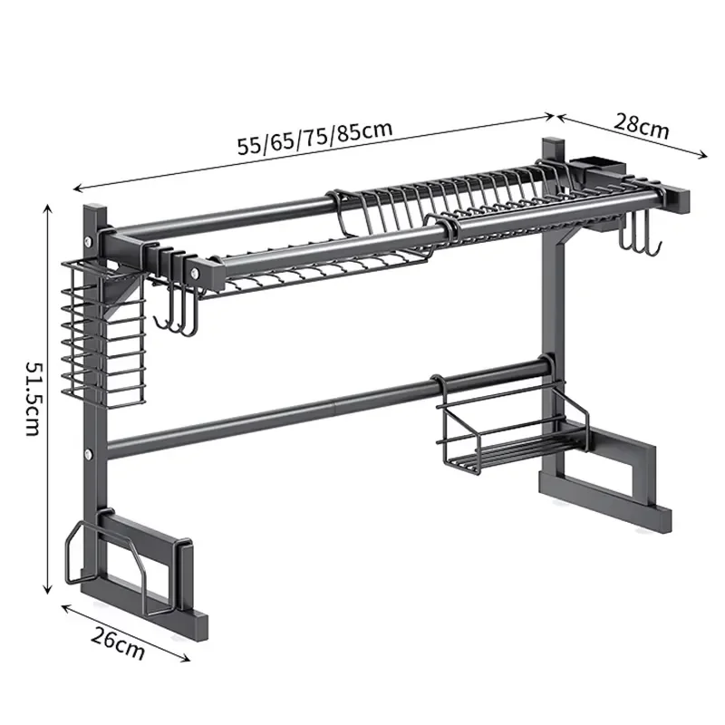 Kitchen Sink Drying Rack with Accessory Storage Pipe and Bowl Holder for Silverware Factory Wholesale
