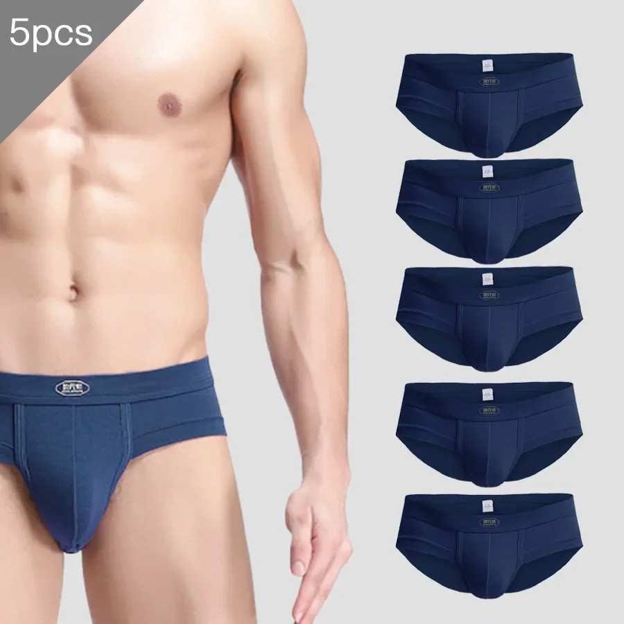 

5pcs Men's Underwear U Convex Modeel Briefs Men's Sports Sweat-absorbing Breathable Mid-waisted Shorts