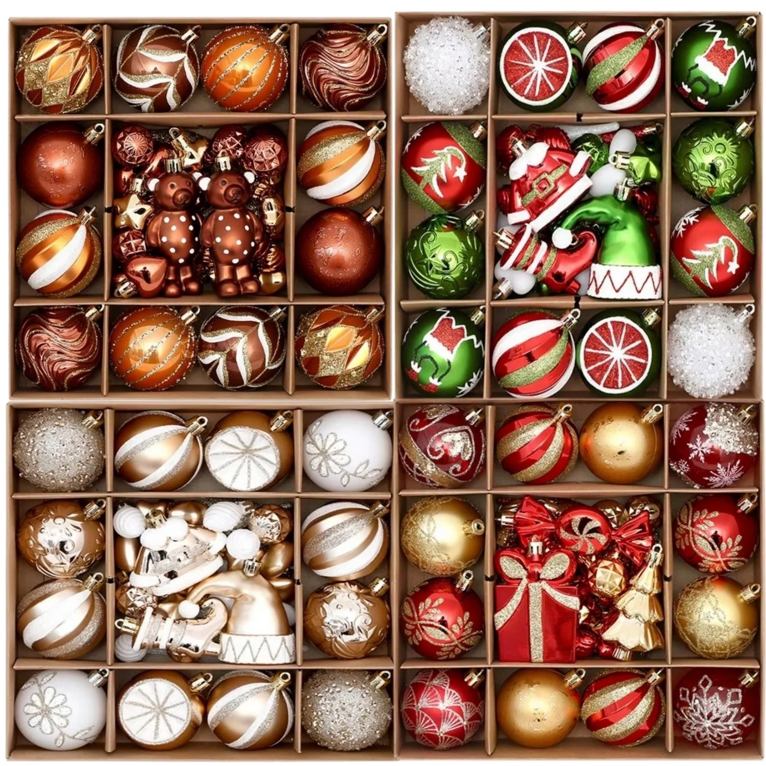 46Pcs Christmas Ball Ornament Set Durable Handcrafted Decorations for Festival Tree Styling Home Decoration