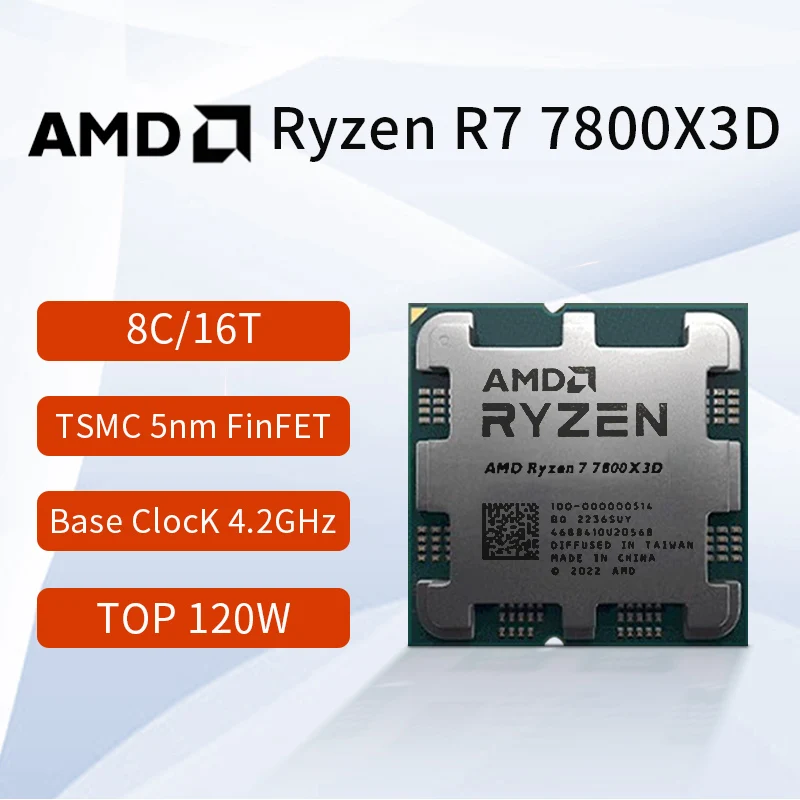 AMD RYZEN 7 7800 x3d zupełnie nowy procesor procesor do gier AMD R7 7800 x3d 8-rdzeniowy 16-wątkowy gniazdo 5NM 96M AM5 bez pamięci podręcznej do gier wentylatora