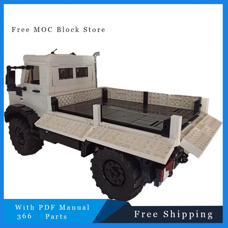 366 Parts Modular Bed Attachment for Unimog U5023 With Hinged Doors, Enhancing Model Playability Building Blocks Birthday Gift