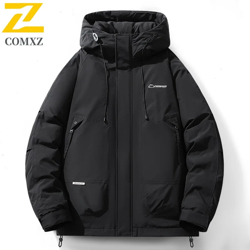 COMXZ Men Winter Jacket Comfortable 2025 Warm Thick White Duck Down Coat Snowy Cold-Resistant Travel Comfortable Puffer Jacket