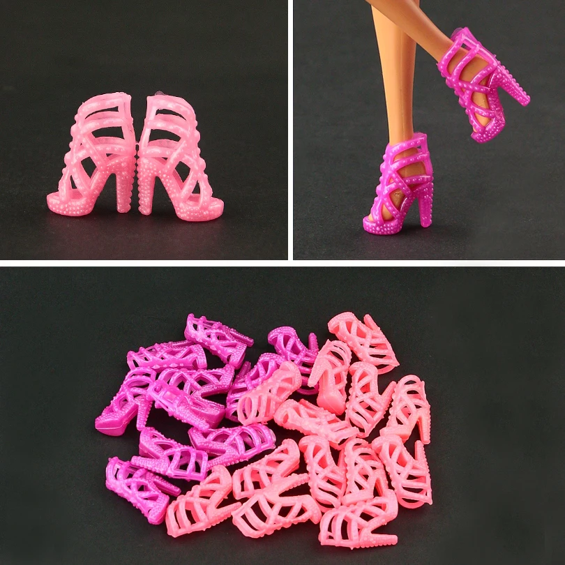 RUHERW 10 pair / lot High Quality pink shoes for 30 cm female doll Fashion beautiful 1/6 Doll short boots accessories