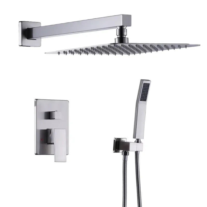 Black Wall Mounted Rainfall Concealed Shower Set Bathroom Rain Shower Faucet