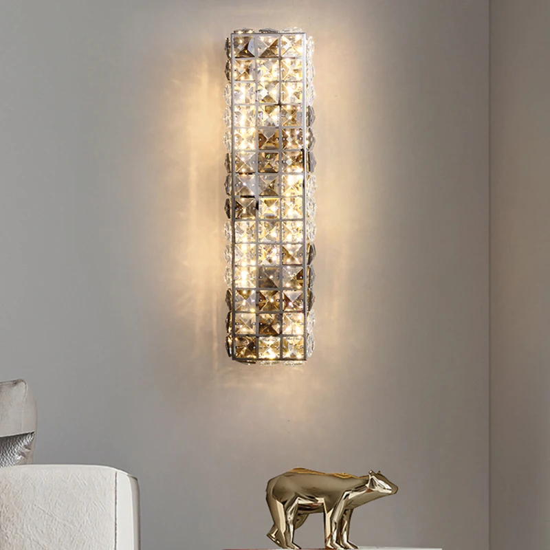 Lámpara de pared Led de cristal de lujo, luz moderna de lujo para sala de estar, dormitorio, mesita de noche, decoración de pasillo, lámpara de pared interior para el hogar