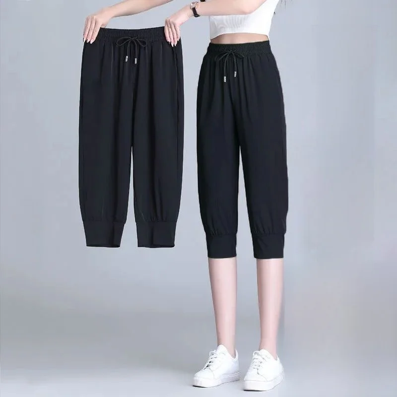 Women's Summer Thin Ice Silk Seven-Foot Pants Quick-Drying Nine-Foot Sports Trousers Casual Loose Fit Fashionable