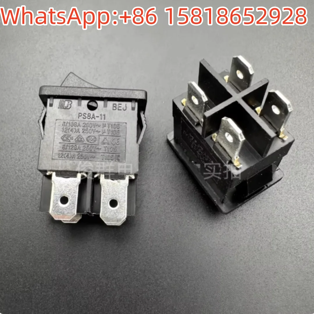 5 Buah BEJ PS8A-11 Tombol Sakelar Daya Tipe Perahu Rocker 4 Pin 2 Gigi Arus Tinggi 12A250V