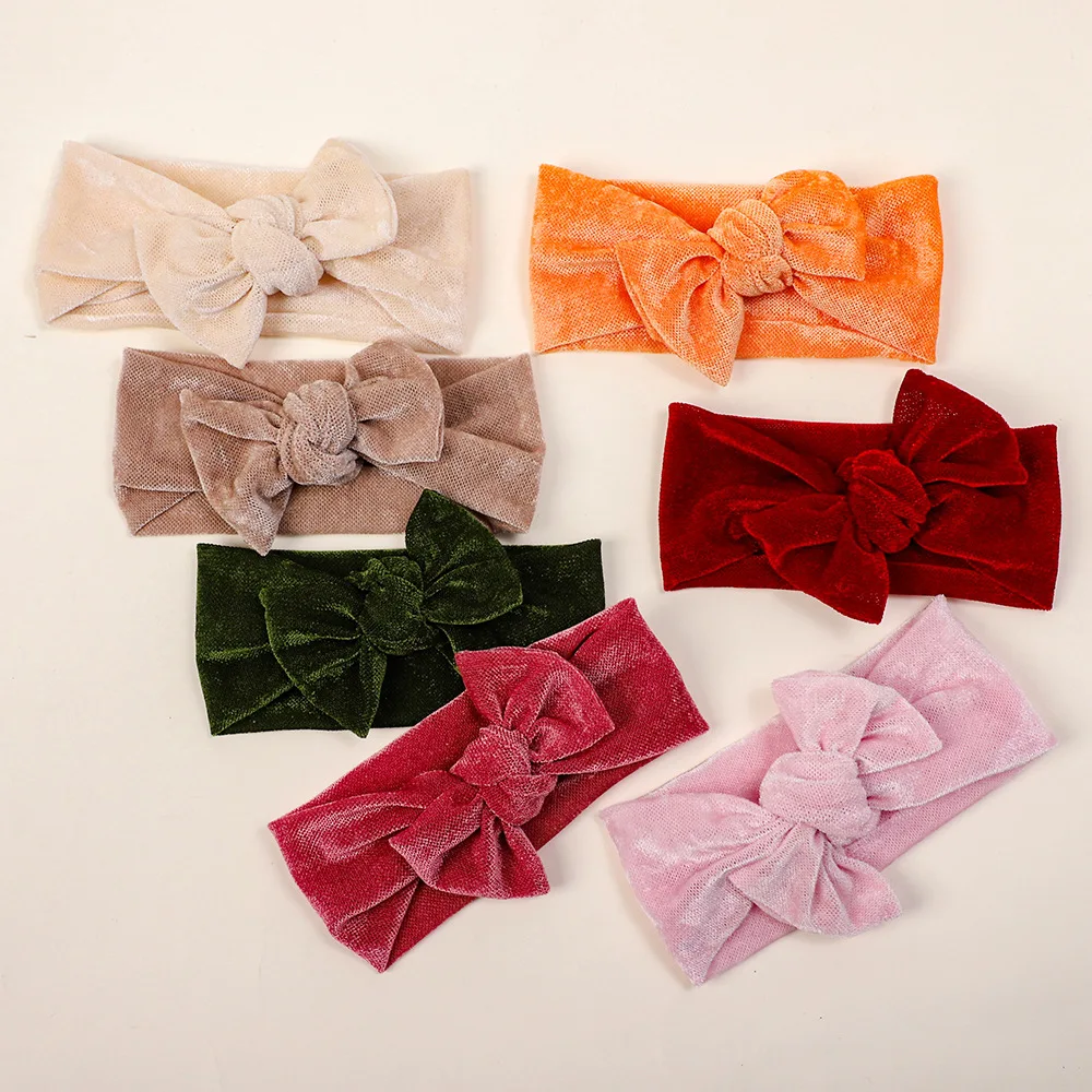 Soft Newborn Warm Bow Headband Cute Bunny Bow Knot Headbands for Baby Girls Children Bright Color Turban Infant Knot Headwear