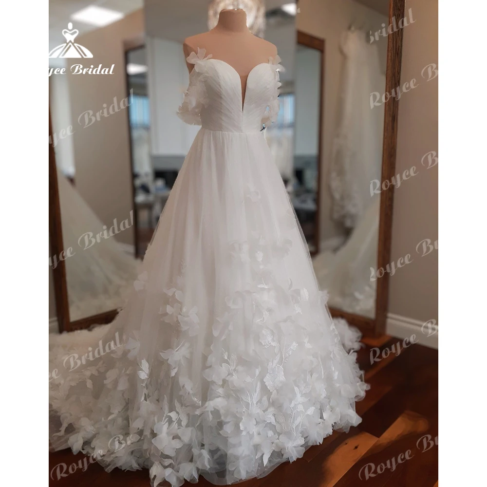 

Roycebridal Lace Appliques Women Wedding Dress 2024 Off the Shoulder 3D Flowers Backless Bridal Gown Vestidos Novias Boda