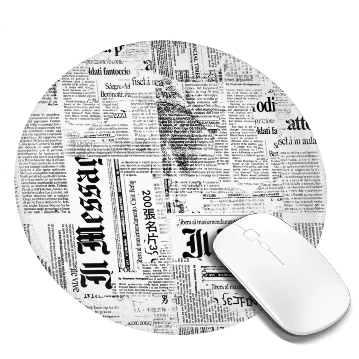 Grunge Newspaper Mouse Pad Black And White Rubber Office Mousepad Armrest Soft High Quality Print Mouse Mat