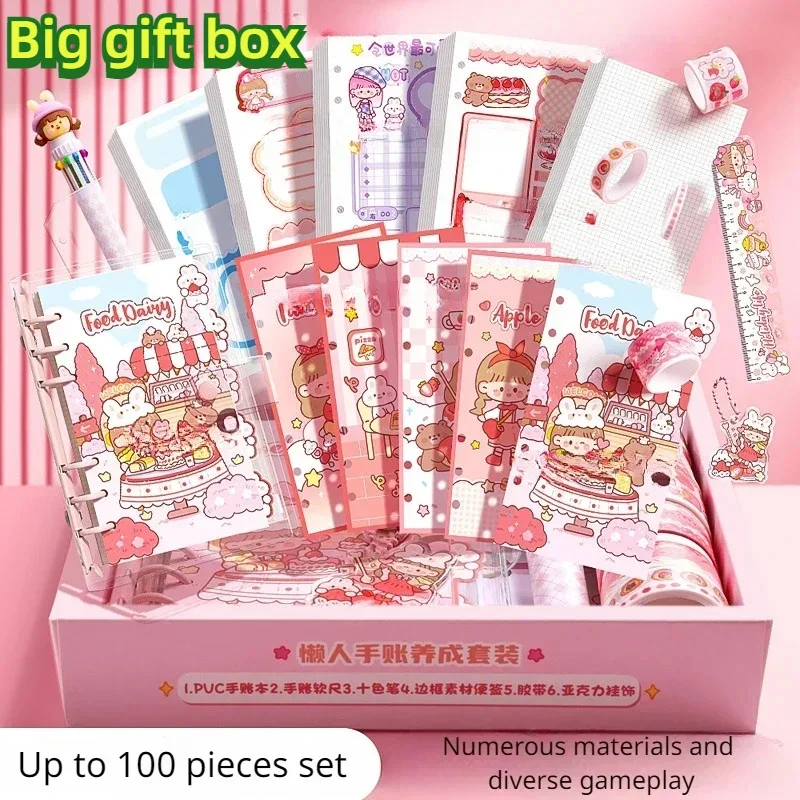 Notebook Set Gift Box Cute Girl Do Notebook Sticker Guka  Material Full Set of Cane Gift Bag Planner Agenda NEW Notepad Binder