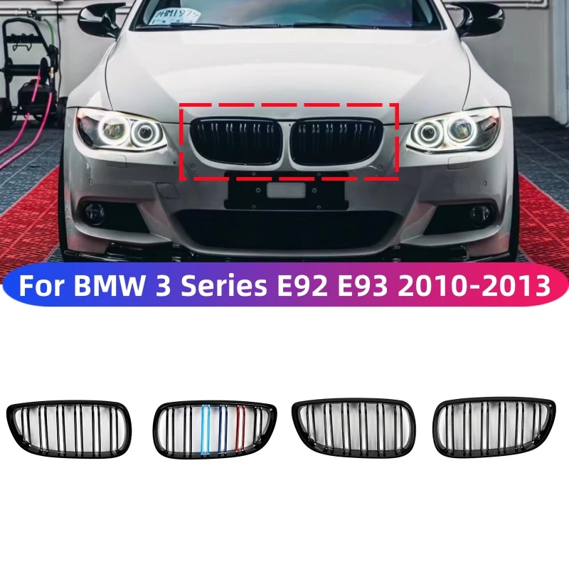 

For BMW E92 E93 2010-2013 2Pcs Car Styling Gloss Black Front Bumper Kidney Double Slat Grille Racing Grilles Car Replacement