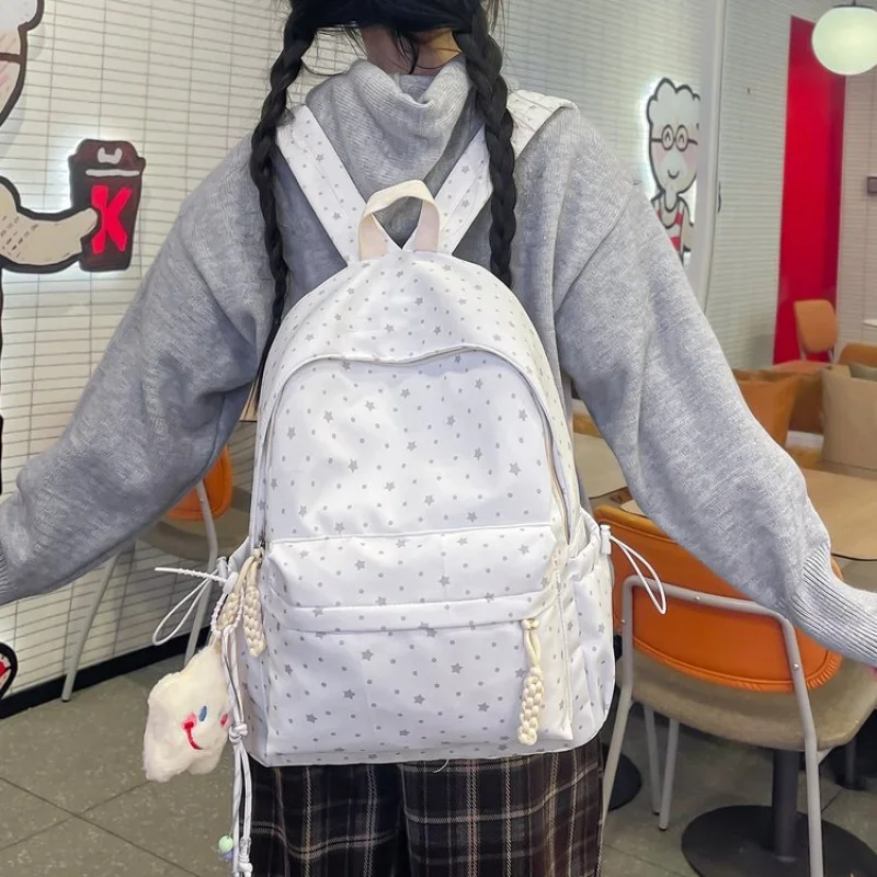

Casual Travel Women Backpack Lightweight Nylon School Bag Dual Shoulder Design Fashion Campus Student Bookbag Outdoor Daily Port