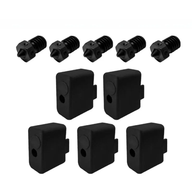 Hardened Steel Nozzle & High Temp Silicone Sleeve Kit Wear Resistant Anti-Stick Hot End Replacement Parts for 3D Printer