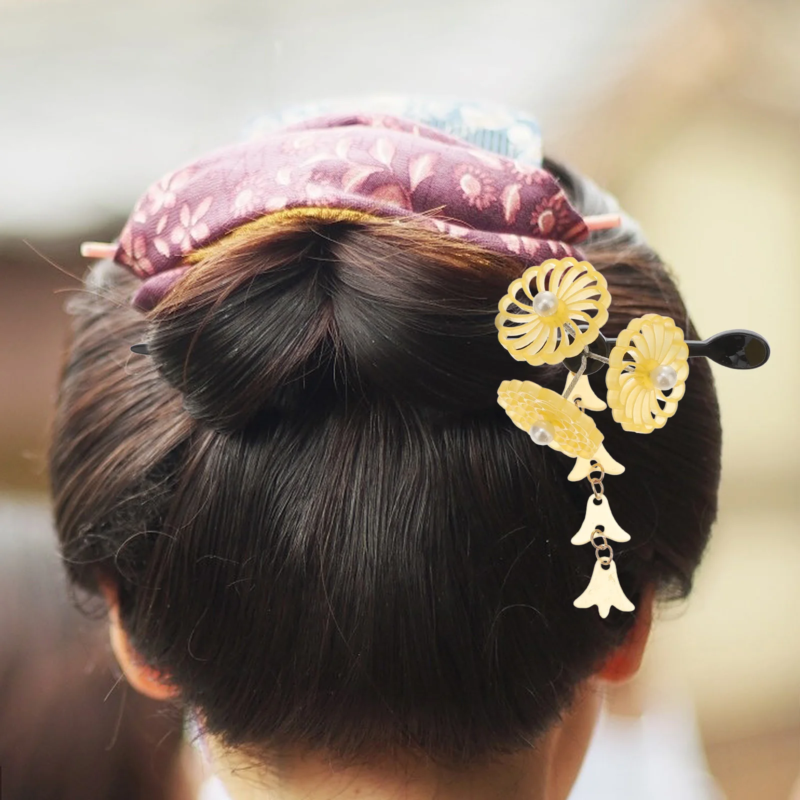

Hairpin Step Shaking Rhinestones Yellow Chinese Hair Sticks Buns Chopsticks Lightweight Durable Accessories Girls Women