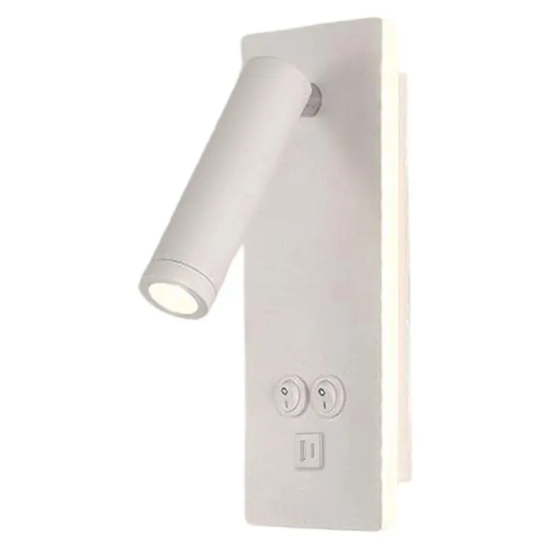 [NEW!AA73】 Innovative LED Black And White Rotatable Wall Lamp With USB Port Bedroom Bedside Reading Lamp Wall Lamp